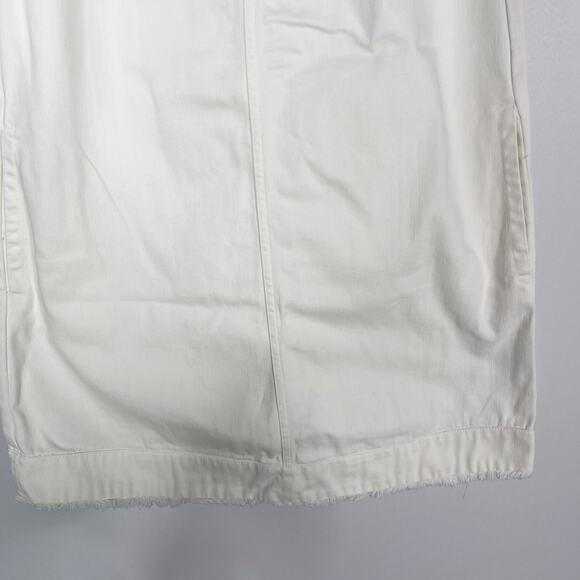 J Crew 4 White Denim Shift Dress Crew Neck Sleeveless Pockets Cotton Keyhole - Picture 4 of 13